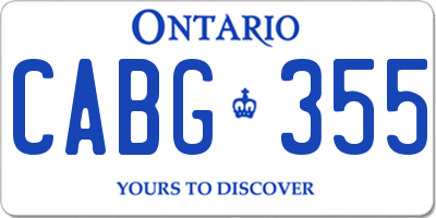 ON license plate CABG355