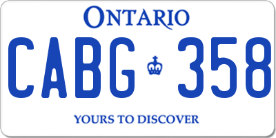 ON license plate CABG358