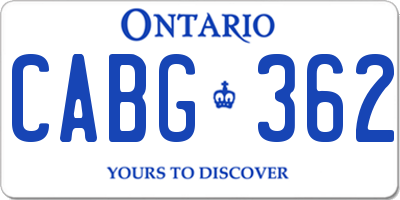 ON license plate CABG362