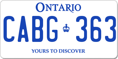 ON license plate CABG363