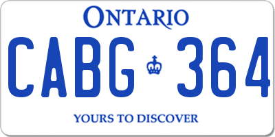 ON license plate CABG364