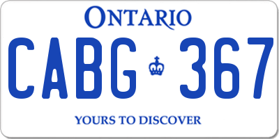 ON license plate CABG367