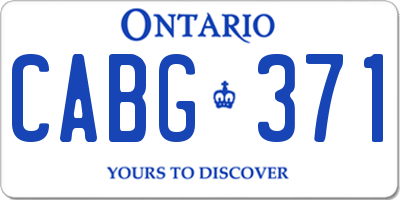 ON license plate CABG371