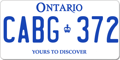 ON license plate CABG372