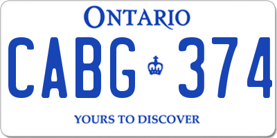 ON license plate CABG374