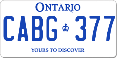 ON license plate CABG377