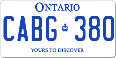 ON license plate CABG380