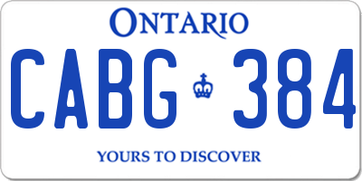 ON license plate CABG384