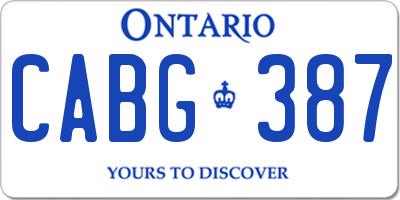 ON license plate CABG387