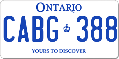 ON license plate CABG388