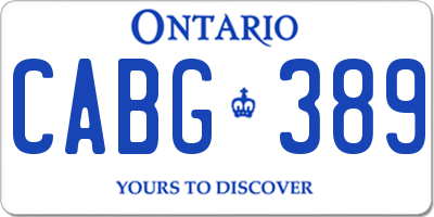 ON license plate CABG389