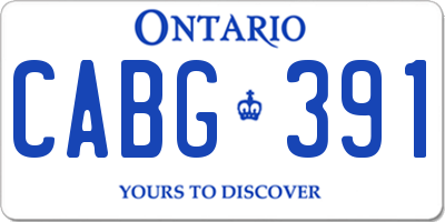 ON license plate CABG391