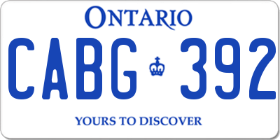 ON license plate CABG392