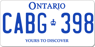 ON license plate CABG398