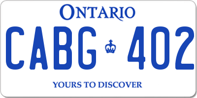 ON license plate CABG402