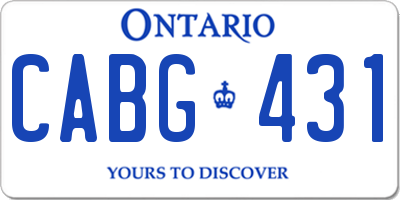 ON license plate CABG431