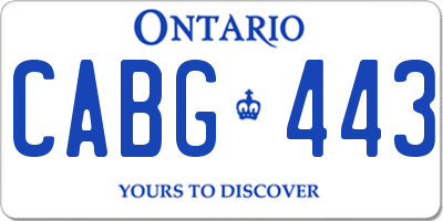 ON license plate CABG443