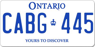 ON license plate CABG445