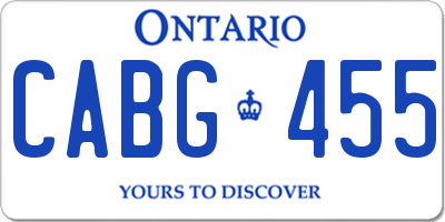 ON license plate CABG455