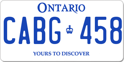 ON license plate CABG458