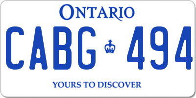 ON license plate CABG494