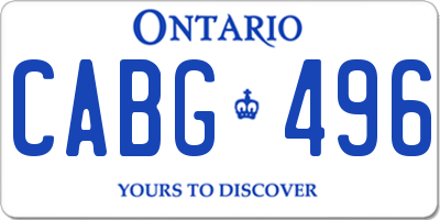 ON license plate CABG496