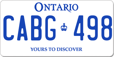 ON license plate CABG498