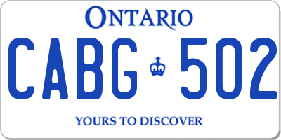 ON license plate CABG502