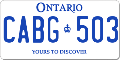 ON license plate CABG503