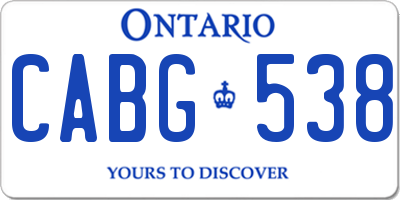 ON license plate CABG538