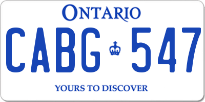 ON license plate CABG547