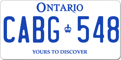 ON license plate CABG548