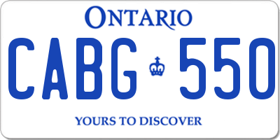 ON license plate CABG550