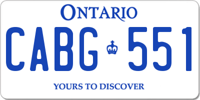 ON license plate CABG551