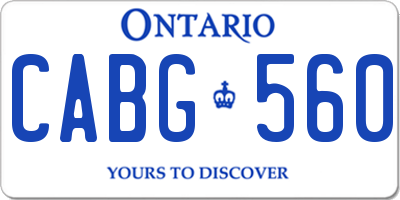 ON license plate CABG560