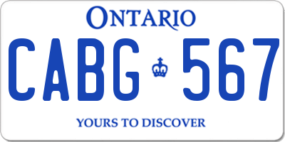 ON license plate CABG567