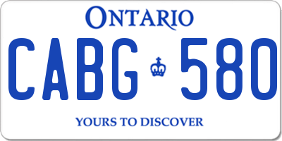 ON license plate CABG580