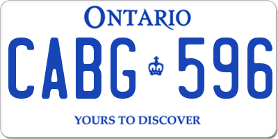 ON license plate CABG596