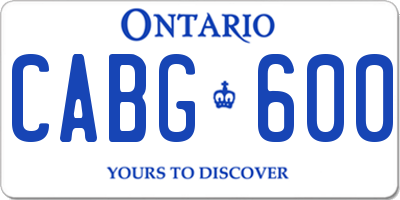 ON license plate CABG600