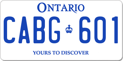 ON license plate CABG601