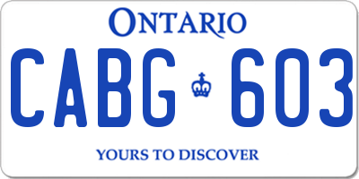 ON license plate CABG603