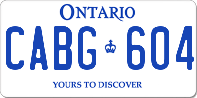 ON license plate CABG604