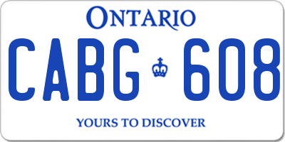 ON license plate CABG608