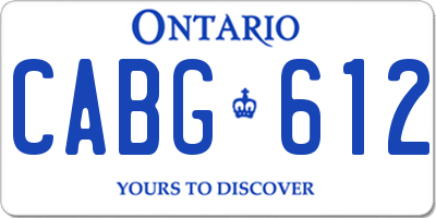 ON license plate CABG612