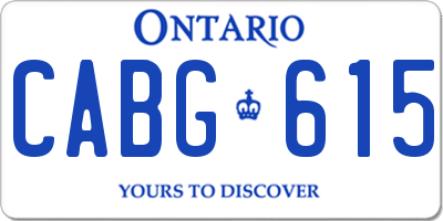 ON license plate CABG615