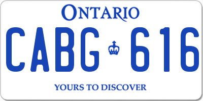 ON license plate CABG616