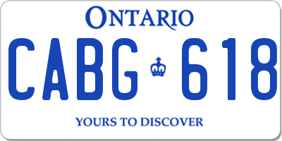 ON license plate CABG618