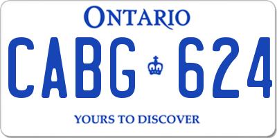 ON license plate CABG624