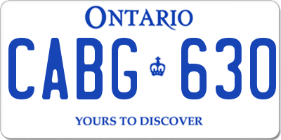 ON license plate CABG630