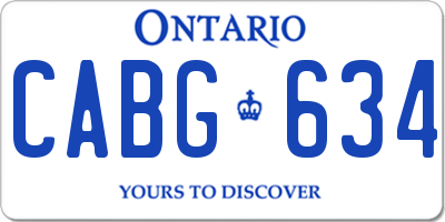 ON license plate CABG634